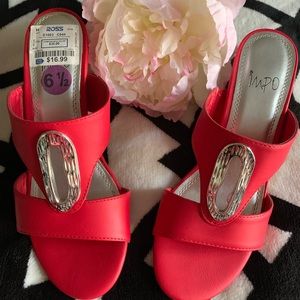 IMPO red leather platforms. Size 6.5. NWT